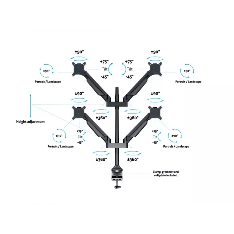 Multibrackets M VESA Gas Lift Arm Quad μαύρο 40 kg 15-32 ίντσες