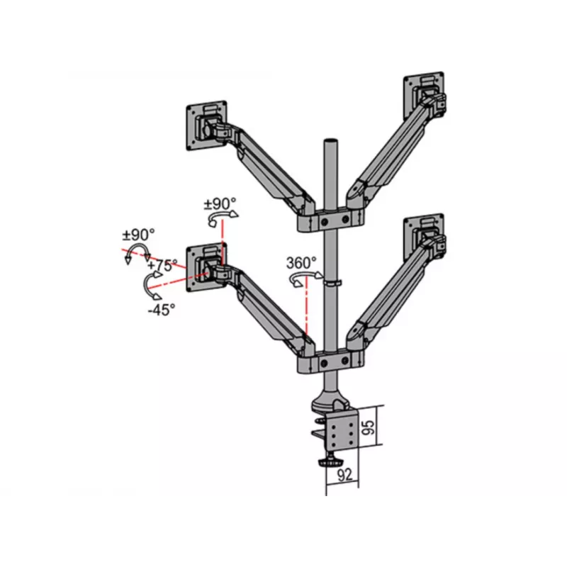 Multibrackets M VESA Gas Lift Arm Quad μαύρο 40 kg 15-32 ίντσες