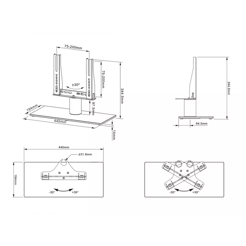 Βάση γραφείου Multibrackets M VESA Tablestand Turn μαύρη X Small MAX 200x200