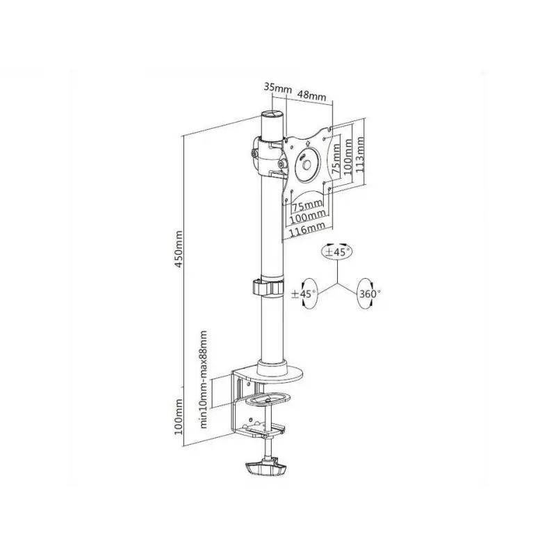 Βάση γραφείου Multibrackets M Deskmount Basic Single