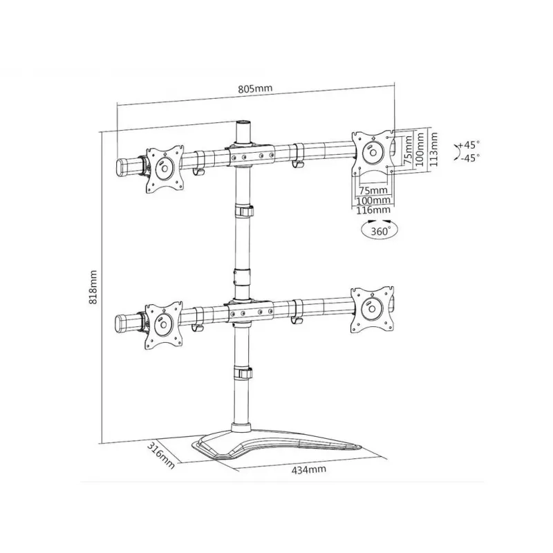 Multibrackets M Deskstand Basic Quad βάση ελεύθερης τοποθέτησης 32 kg 15-27 ίντσες