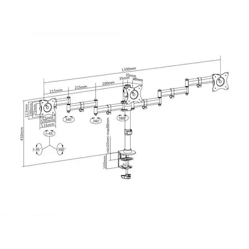 Βάση γραφείου Multibrackets M Deskmount Basic Triple