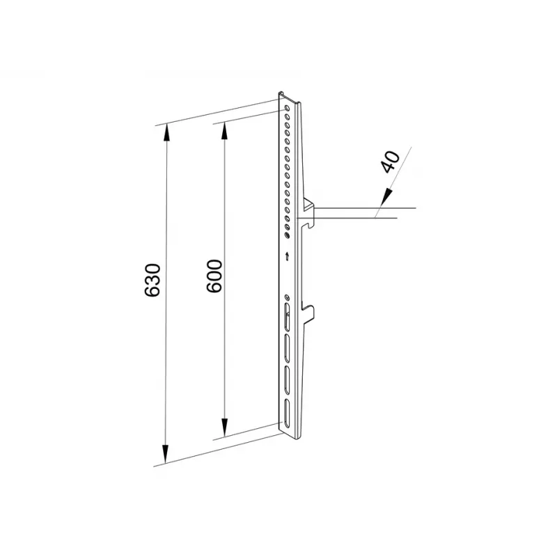 Βραχίονας τοποθέτησης επίπεδης οθόνης Multibrackets M Pro Series Fixed Arms 600 mm, χάλυβας, μαύρος, συσκευασία 2 τεμ.