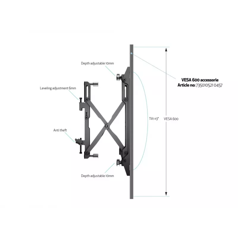 Επιτοίχια βάση Multibrackets M Wallmount Pro MBW1U μαύρη 30 kg 40-65 ίντσες