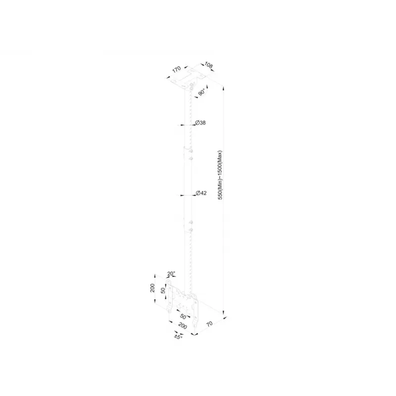 Βάση οροφής Multibrackets M Public Small Single λευκή 1500 14 kg 10-32 ίντσες