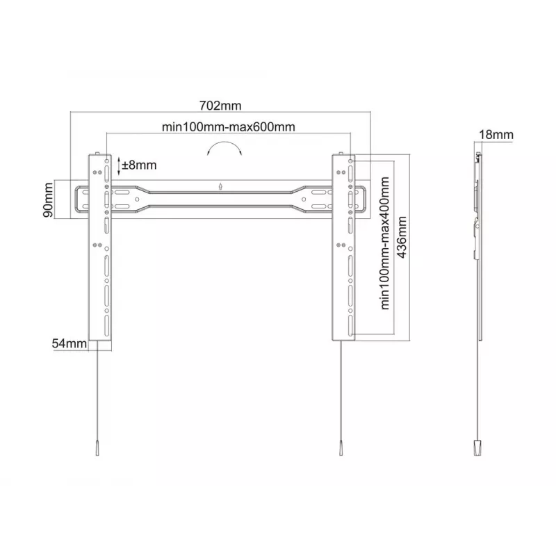 Multibrackets M VESA βάση τοίχου Super schlank Fixed 600 MAX 35 kg 32-100 ίντσες