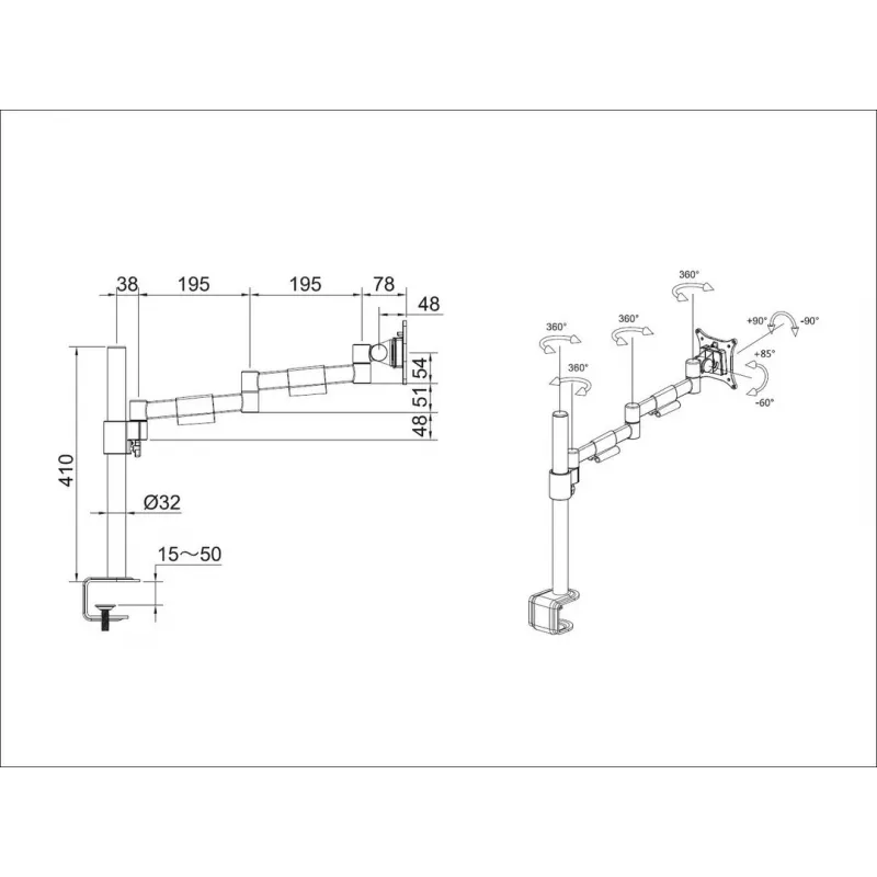 Βάση γραφείου Multibrackets M VESA Deskmount Officeline Single II μαύρο