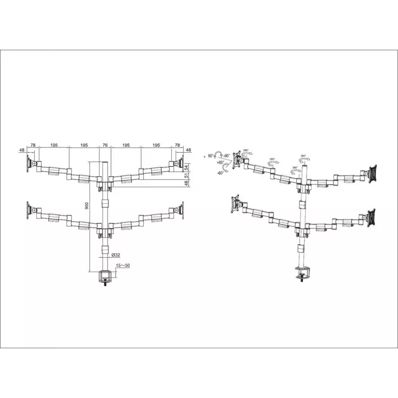 Βάση γραφείου Multibrackets M VESA Officeline Quad μαύρο