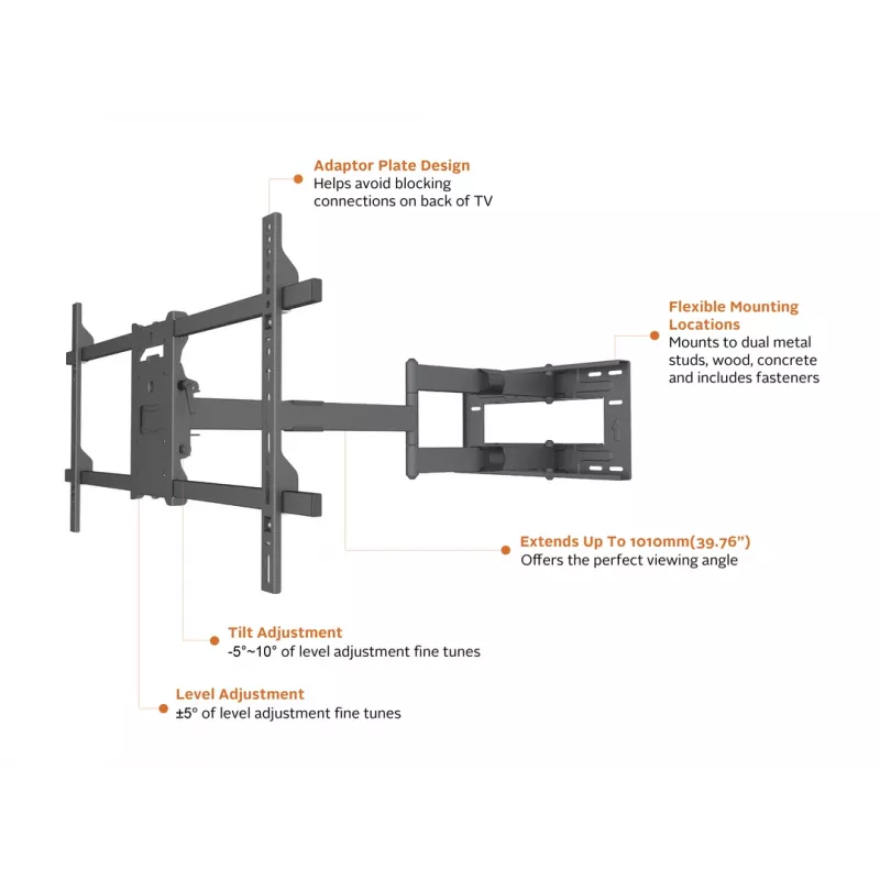 Multibrackets M Universal Long Reach Arm 1010mm HD Single 40kg 42-75 ίντσες