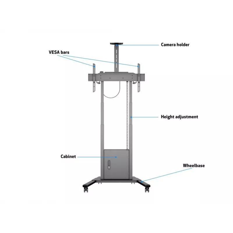 Multibrackets M Motorized Floorstand 120 kg μαύρο με ντουλάπι & ράφι κάμερας