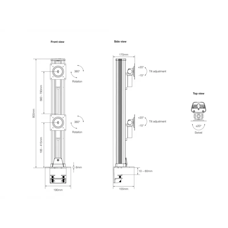 Multibrackets M VESA Deskmount HD Dual Vertical Widescreen 32 ίντσες – 50 ίντσες σφιγκτήρας/διάβαση