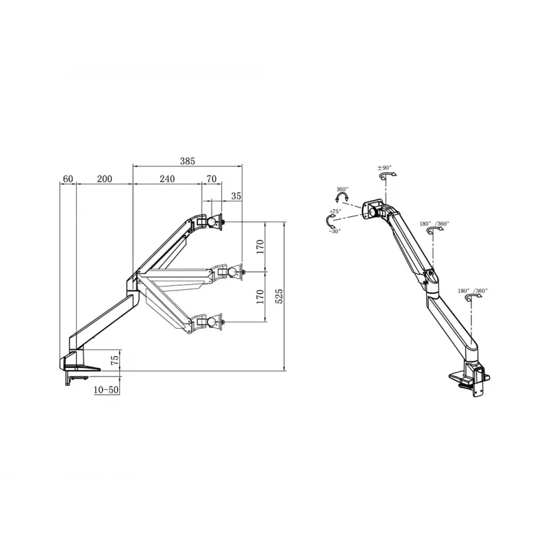 Multibrackets M Gaslift Arm Samsung G9 Single μαύρο 20 kg βάση γραφείου