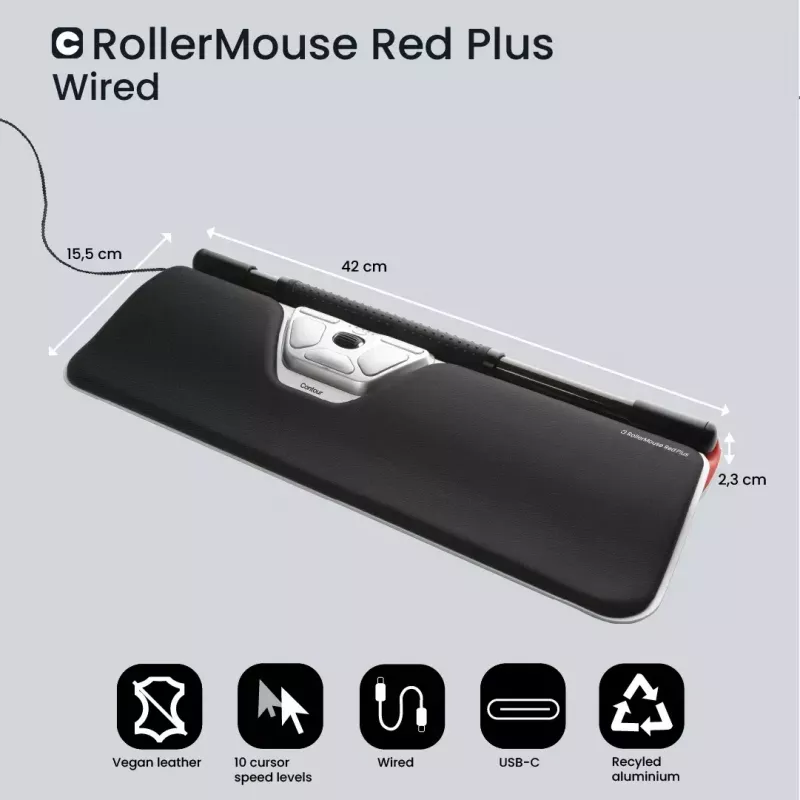 Contour Design RollerMouse Red Plus ενσύρματο εργονομικό ποντίκι USB-C 2800 DPI