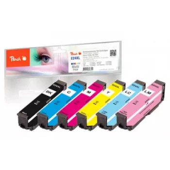 Peach PI200-293 Μελανοδοχείο 6 τεμ. συμβατό μαύρο, κυανό, ανοιχτό κυανό, ανοιχτό ματζέντα, ματζέντα, κίτρινο