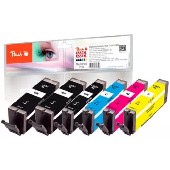 Peach PI100-188 Μελανοδοχείο 6 τεμ. συμβατό υψηλής (XL) απόδοσης μαύρο, κυανό, ματζέντα, φωτογραφικό μαύρο, κίτρινο