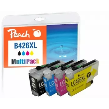 Peach PI500-395 Μελάνι 4 τεμ. συμβατό υψηλής (XL) απόδοσης μαύρο, κυανό, ματζέντα, κίτρινο