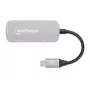Manhattan USB-C Dock/Hub, Θύρες (x3): HDMI, USB-A και USB-C, με Power Delivery (PD) 100 W – απαιτείται εξωτερικός φορτιστής USB-C (δεν περιλαμβάνεται). Τροφοδοσία μέσω USB (δεν απαιτείται εξωτερικό τροφοδοτικό) όταν δεν χρησιμοποιείται PD, αλουμίνιο
