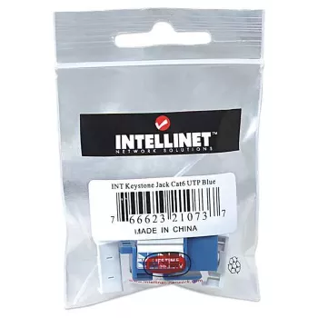 Intellinet υποδοχή Keystone, Cat6, UTP, LSA, μπλε, επίπεδη, μπλε, RJ-45, υποδοχή θηλυκή, 22/26, Cat6