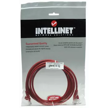Intellinet καλώδιο δικτύου patch, Cat5e, 5 m, κόκκινο, CCA, U/UTP, PVC, RJ45, επιχρυσωμένες επαφές, χωρίς γλωττίδα, προστατευτικό κάλυμμα κατά της κάμψης, εφ' όρου ζωής εγγύηση