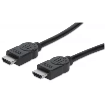 Manhattan καλώδιο HDMI 4K@30Hz με Ethernet, 1m, κατάλληλο για ΟΛΕΣ τις εφαρμογές 1080p/HD και τις περισσότερες 4K (ελέγξτε τις προδιαγραφές 4K του συστήματός σας για βεβαιότητα), βύσμα αρσενικό σε βύσμα αρσενικό, μαύρο, Ultra HD 4K x 2K, εφ' όρου ζωής εγγύηση, υψηλή ταχύτητα, συμβατό με HDMM1MHS