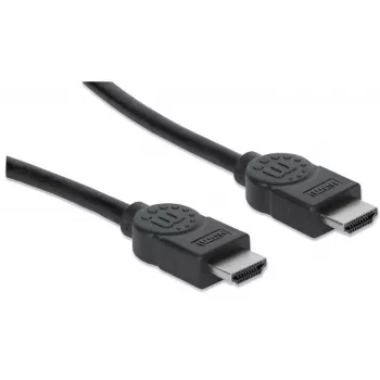 Manhattan καλώδιο HDMI 4K@30Hz με Ethernet, 1m, κατάλληλο για ΟΛΕΣ τις εφαρμογές 1080p/HD και τις περισσότερες 4K (ελέγξτε τις προδιαγραφές 4K του συστήματός σας για βεβαιότητα), βύσμα αρσενικό σε βύσμα αρσενικό, μαύρο, Ultra HD 4K x 2K, εφ' όρου ζωής εγγύηση, υψηλή ταχύτητα, συμβατό με HDMM1MHS