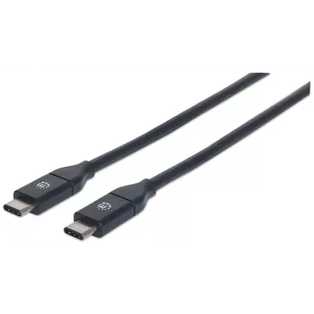 Manhattan καλώδιο USB-C σε USB-C, 1 m, βύσμα αρσενικό σε βύσμα αρσενικό, μαύρο, 10 Gbit/s (USB 3.2 Gen 2, γνωστό και ως USB 3.1), 3 A (γρήγορη φόρτιση), SuperSpeed+ USB, εφ' όρου ζωής εγγύηση, συμβατό με USB31CC1M