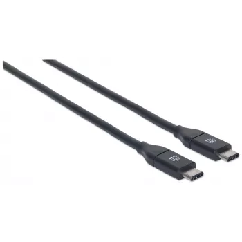 Manhattan καλώδιο USB-C σε USB-C, 1 m, βύσμα αρσενικό σε βύσμα αρσενικό, μαύρο, 10 Gbit/s (USB 3.2 Gen 2, γνωστό και ως USB 3.1), 3 A (γρήγορη φόρτιση), SuperSpeed+ USB, εφ' όρου ζωής εγγύηση, συμβατό με USB31CC1M