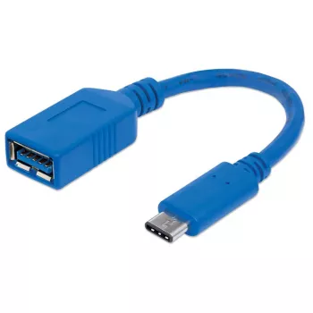 Manhattan καλώδιο USB-C σε USB-A, 15 cm, βύσμα αρσενικό σε υποδοχή θηλυκή, 5 Gbit/s (USB 3.2 Gen1, γνωστό και ως USB 3.0), 3A (γρήγορη φόρτιση), SuperSpeed USB, μπλε, εφ' όρου ζωής εγγύηση, συμβατό με USB31CAADP (εκτός χρώματος)