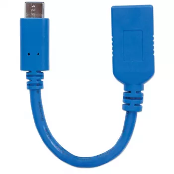 Manhattan καλώδιο USB-C σε USB-A, 15 cm, βύσμα αρσενικό σε υποδοχή θηλυκή, 5 Gbit/s (USB 3.2 Gen1, γνωστό και ως USB 3.0), 3A (γρήγορη φόρτιση), SuperSpeed USB, μπλε, εφ' όρου ζωής εγγύηση, συμβατό με USB31CAADP (εκτός χρώματος)