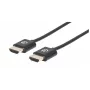 Manhattan καλώδιο HDMI με Ethernet (Ultra Thin), 4K@60Hz (Premium High Speed), 1m, βύσμα αρσενικό σε βύσμα αρσενικό, μαύρο, Ultra HD 4k x 2k, πλήρως θωρακισμένο, επιχρυσωμένες επαφές, εφ' όρου ζωής εγγύηση