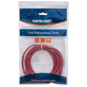 Intellinet δικτυακό patch καλώδιο, Cat6, 0,5m, κόκκινο, CCA, U/UTP, PVC, RJ45, επιχρυσωμένες επαφές, χωρίς γλωττίδα, ενσωματωμένη προστασία από τσάκισμα, εφ' όρου ζωής εγγύηση