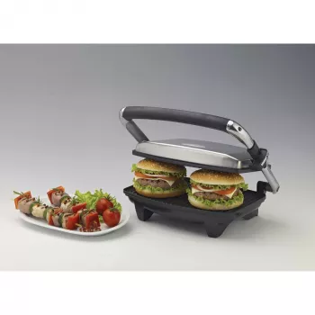 Ariete 1911 Toast & Grill λεπτό - αντικολλητική ηλεκτρική πλάκα για τοστ και σάντουιτς - ραβδωτή πλάκα - 1000 Watt - ασημί