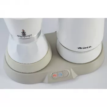 Ariete 1344 Breakfast Station, 3 συσκευές σε 1: Καφετιέρα Moka, Βραστήρας, Συσκευή αφρού γάλακτος για ζεστό και κρύο γάλα, 500 W, 2/4 φλιτζάνια, διατηρεί τον καφέ ζεστό, 5 λειτουργίες, Λευκό