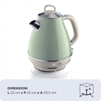 Ariete 2869 Vintage Βραστήρας, Ανοξείδωτο ατσάλι, 1,7 l, αυτόματη απενεργοποίηση, 2000 W, για νερό, τσάι και αφεψήματα βοτάνων, Παστέλ πράσινο