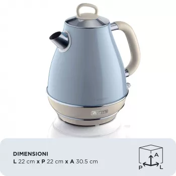 Ariete 2869 Vintage Βραστήρας, Ανοξείδωτο ατσάλι, 1,7 L, αυτόματη απενεργοποίηση, 2000 W, για νερό, τσάι και αφεψήματα βοτάνων, Παστέλ μπλε