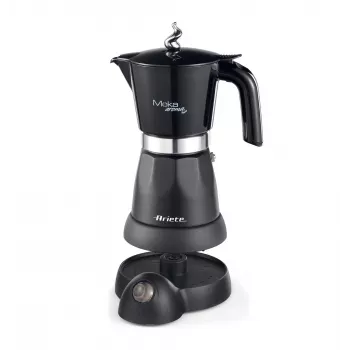 Ariete 1368 Moka Aroma, Ηλεκτρική καφετιέρα Moka, 4/6 φλιτζάνια, 480 W, Αυτόματη απενεργοποίηση, Διατηρεί τη θερμοκρασία στους 30 βαθμούς, Μαύρο