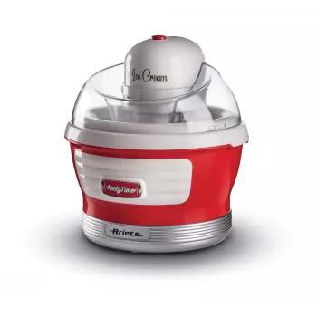 Ariete 643 Μηχανή παγωτού Party Time, Μηχανή παγωτού, 12 W, χωρητικότητα 1,5 L, αφαιρούμενο δοχείο με διπλή μόνωση, χρόνος παρασκευής 30 λεπτά, καπάκι για προσθήκη υλικών, Κόκκινο