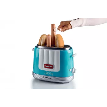 Ariete 206 Hot-Dog-Maker Party Time, 650 W, Μπλε, Τοστιέρα hot dog, Ανοιχτό μπλε, 2 τεμ., 650 W, 160 mm, 270 mm
