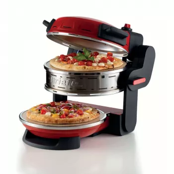 Ariete 927 Pizzeria, Διπλός φούρνος πίτσας, 2 πίτσες σε 4 λεπτά, 2300 W, 2 πυρίμαχες πέτρες, 2 θερμοστάτες, Διάμετρος 32 cm, 5 βαθμίδες ψησίματος, 2 φτυάρια ανοξείδωτου χάλυβα, Κόκκινο