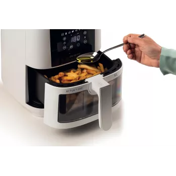 Ariete 4626 Airy Fryer 6L, Φριτέζα αέρα, 1300 W, χωρητικότητα 6 l, χωρητικότητα ψησίματος 2,5 kg, 8 προεπιλεγμένα προγράμματα, Θερμοκρασία έως 200 °C, διαφανές καλάθι για έλεγχο μαγειρέματος, Μαύρο