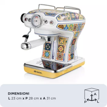 Ariete 1389 Positano καφετιέρα, 850 W, χωρητικότητα δοχείου 0,9 l, φίλτρο για 1 ή 2 φλιτζάνια, δίσκος συλλογής σταγόνων, συσκευή αφρού γάλακτος