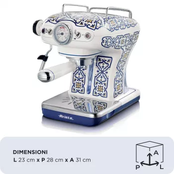Ariete 1389 Capri καφετιέρα, 850 W, χωρητικότητα δοχείου 0,9 l, φίλτρο για 1 ή 2 φλιτζάνια, δίσκος συλλογής σταγόνων, συσκευή αφρού γάλακτος