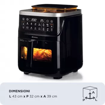 Ariete 4636 φριτέζα θερμού αέρα με λειτουργία ατμού + γκριλ, 1700W, λειτουργία αφύγρανσης, 10 λειτουργίες μαγειρέματος, διαφανές καλάθι, χρονοδιακόπτης, μαύρο