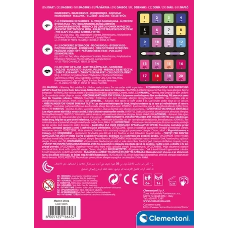 Clementoni Make-up Diary, γυναικείο, 1 τεμ., 150 mm, 30 mm, 210 mm