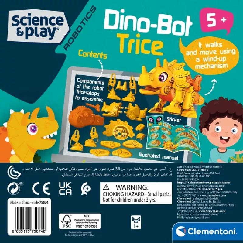 Clementoni Dino Bot Triceratops Junior, Ρομπότ-δεινόσαυρος, 5 ετών