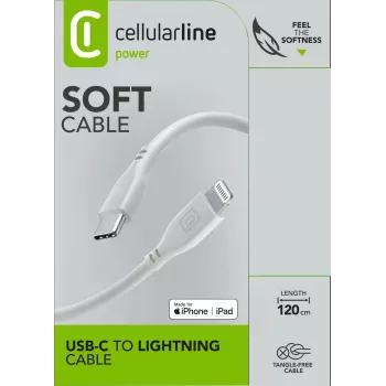 Cellularline Soft Καλώδιο 120 cm – USB-C σε Lightning Καλώδιο USB-C σε Lightning Soft-Touch
