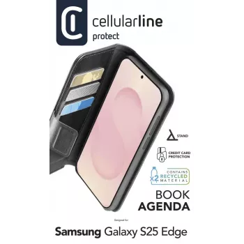 Cellularline Book Agenda Galaxy S25 Edge Θήκη βιβλίου από τεχνητό δέρμα με μαγνητικό κούμπωμα