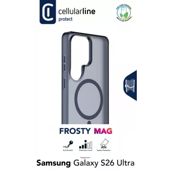Cellularline FROSTY MAG - Galaxy S26 Ultra Ημιδιαφανής θήκη με ματ επιφάνεια και χρωματιστά άκρα, συμβατή με το οικοσύστημα Qi2 και μαγνητικά αξεσουάρ για Samsung.