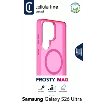 Cellularline FROSTY MAG - Galaxy S26 Ultra Ημιδιαφανής θήκη με ματ επιφάνεια και χρωματιστά περιγράμματα, συμβατή με το οικοσύστημα Qi2 και μαγνητικά αξεσουάρ για Samsung.