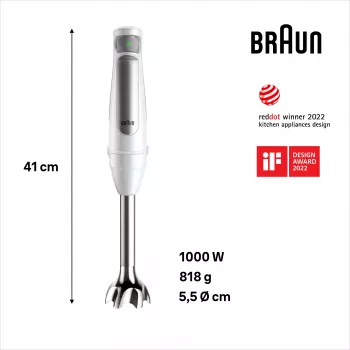 Braun MultiQuick 7 MQ7035IWH 0,6 L Ραβδομπλέντερ 1000 W Ανοξείδωτο ατσάλι, Λευκό